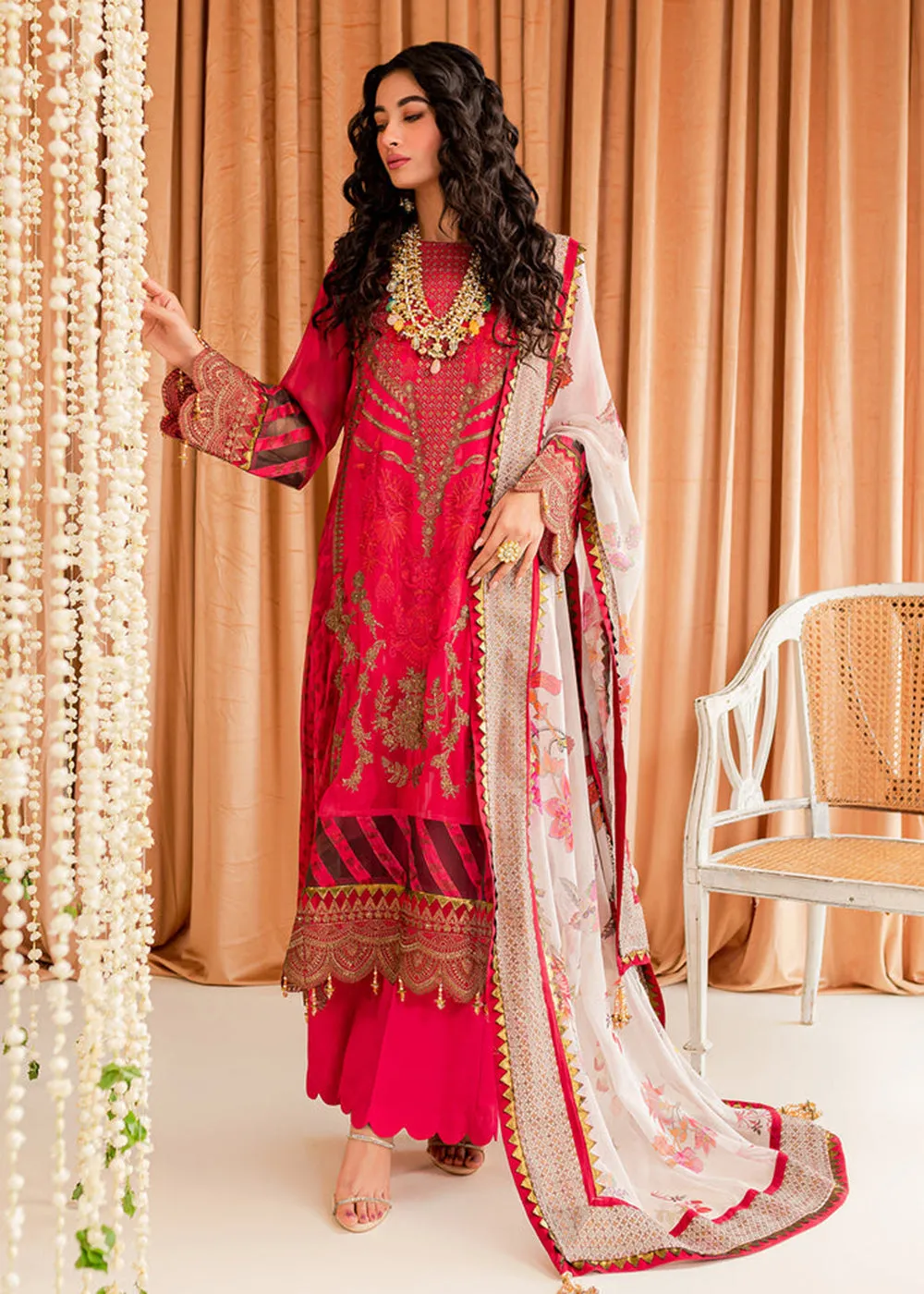 Red Chiffon Suit - Vasal Formals ’23 By Charizma | VSL-03