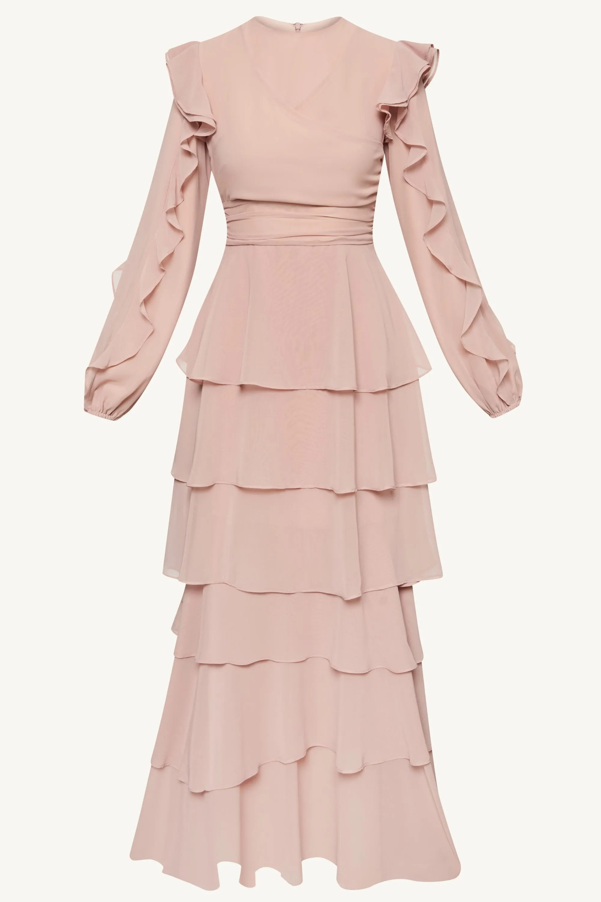 Renad Tiered Chiffon Maxi Dress - Jasmine Pink