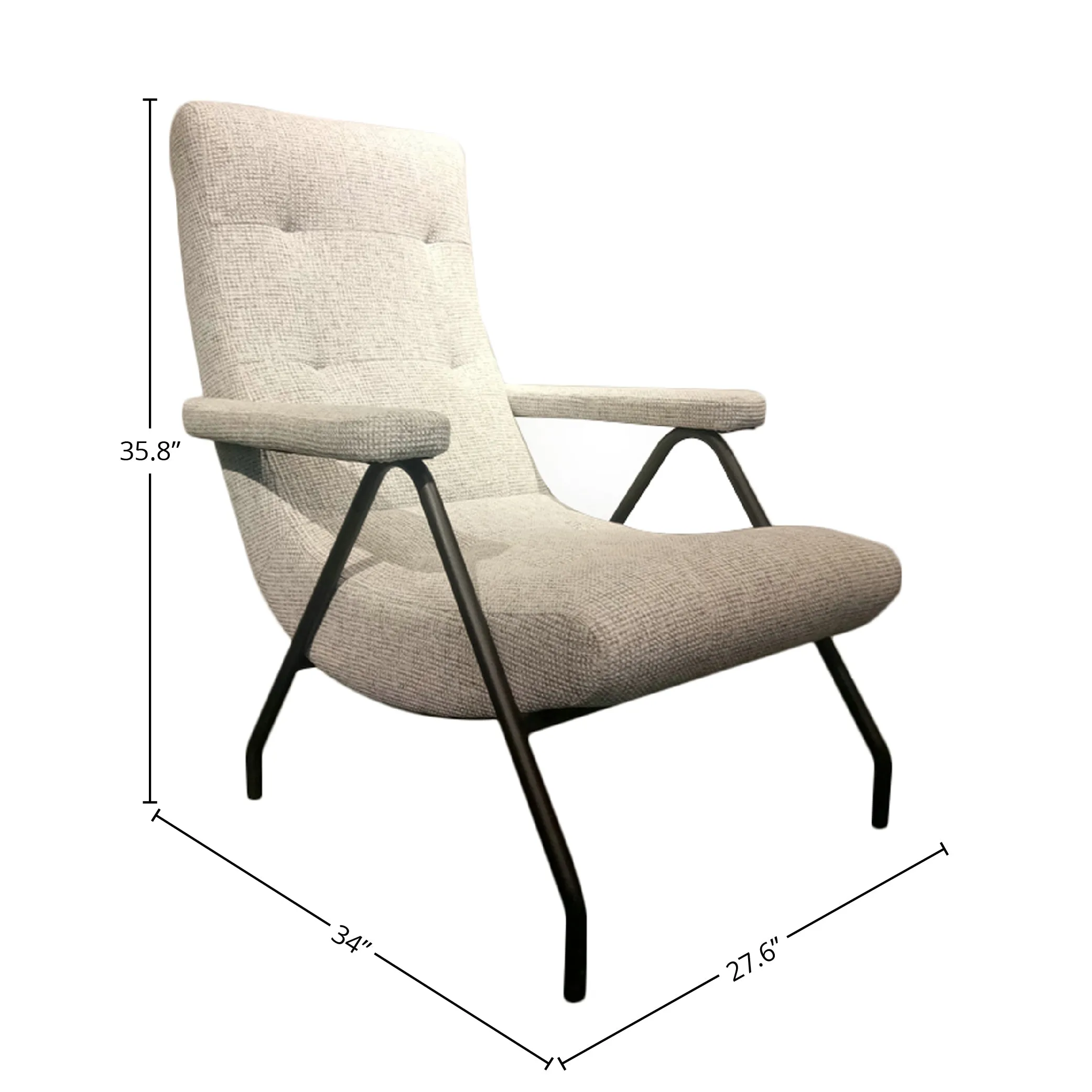 Retro Lounge Chair - Light Grey Tweed