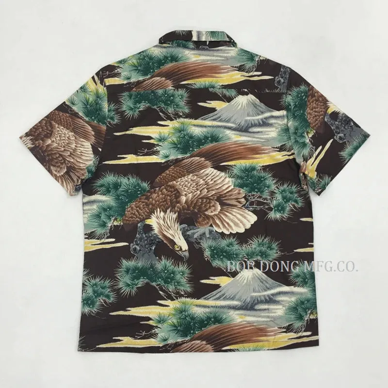 Retro Mount Fuji Printed Aloha Shirts for Men - Casual Tops