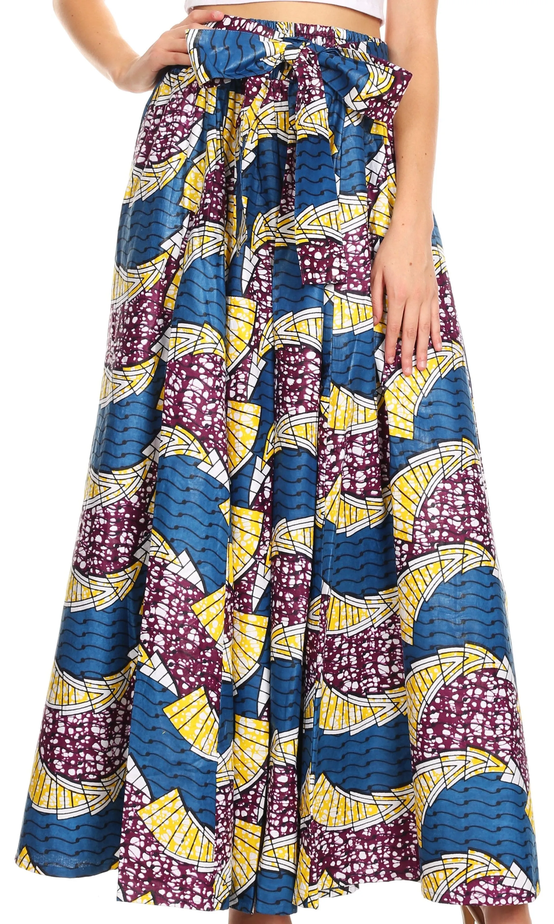 Sakkas Sora Women's Wide Leg Loose African Ankara Print Pants Casual Elastic Waist