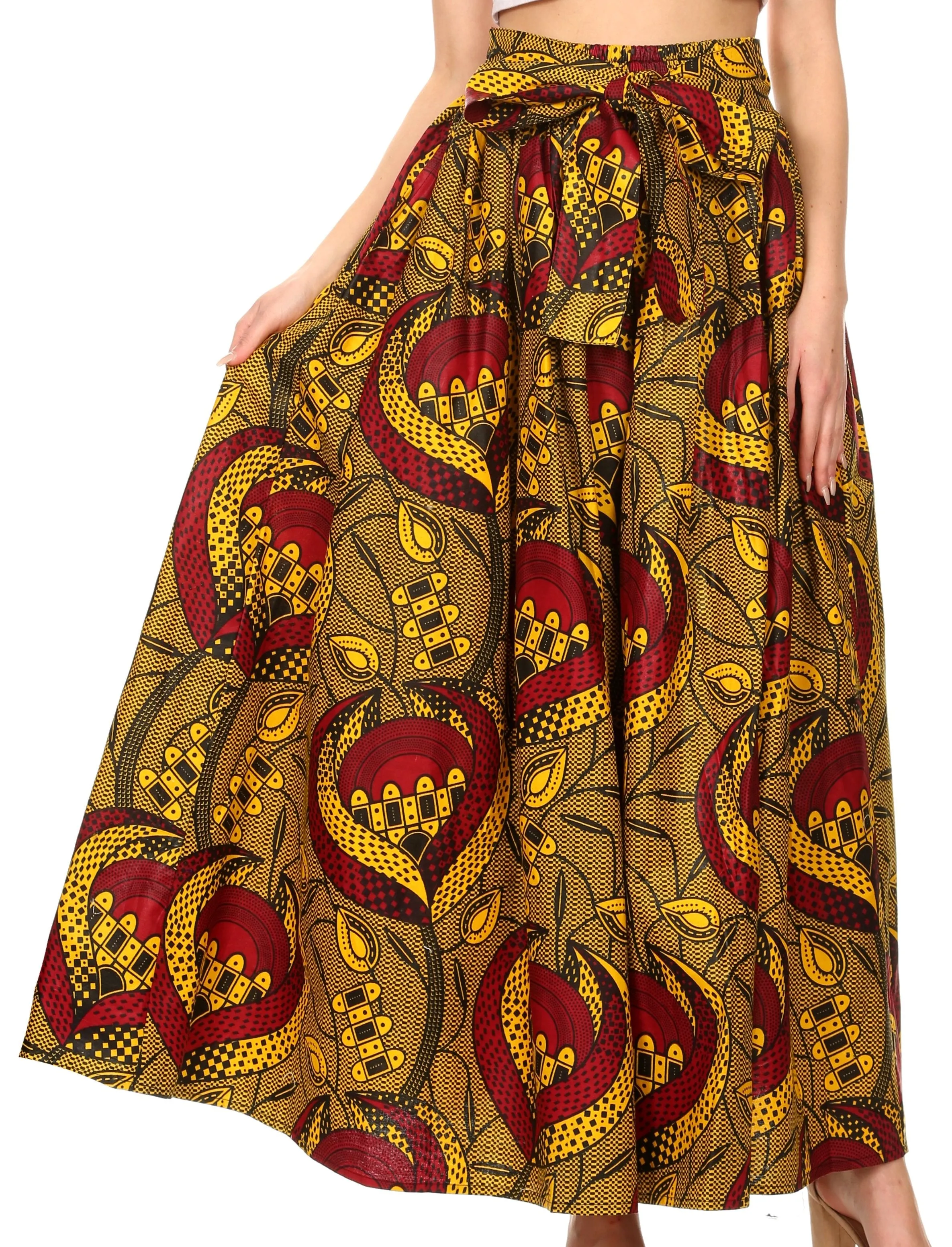 Sakkas Sora Women's Wide Leg Loose African Ankara Print Pants Casual Elastic Waist