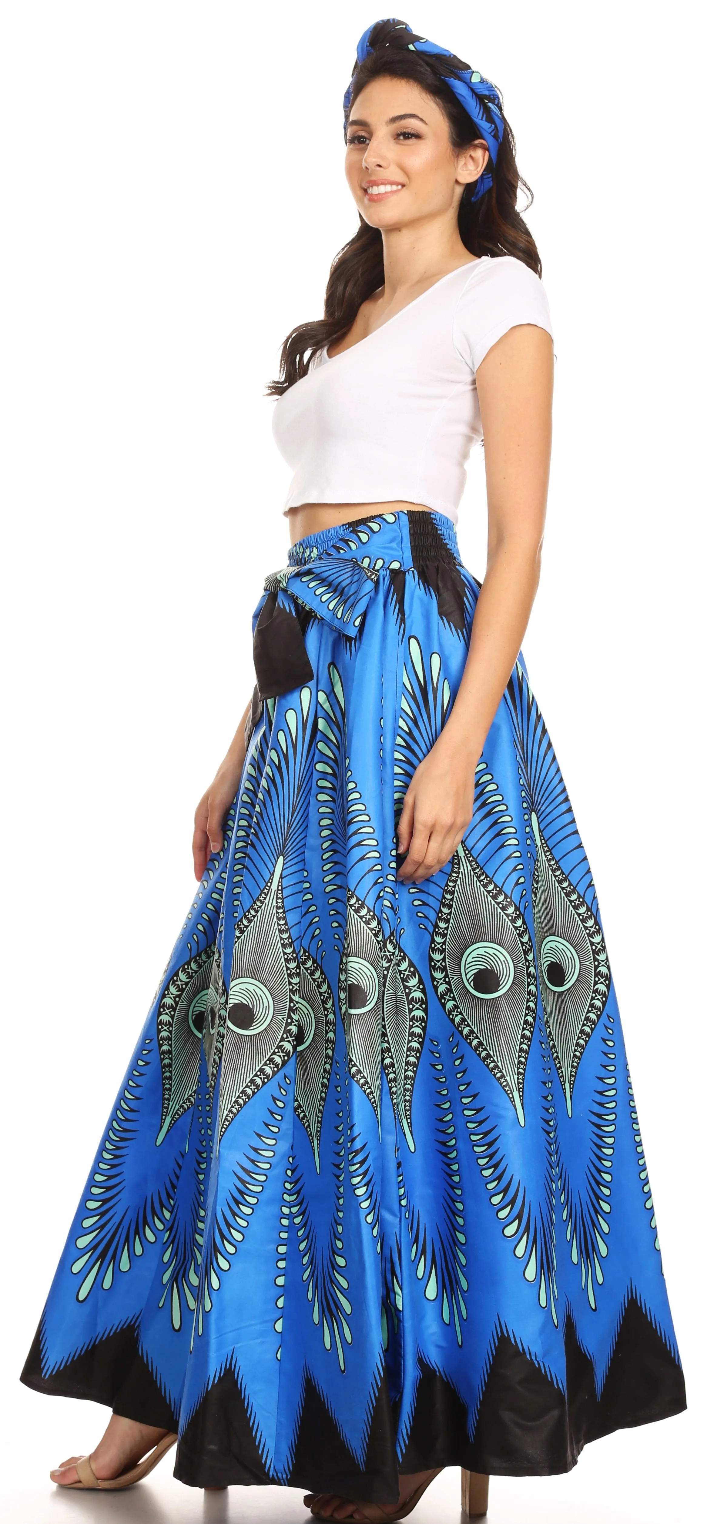 Sakkas Sora Women's Wide Leg Loose African Ankara Print Pants Casual Elastic Waist