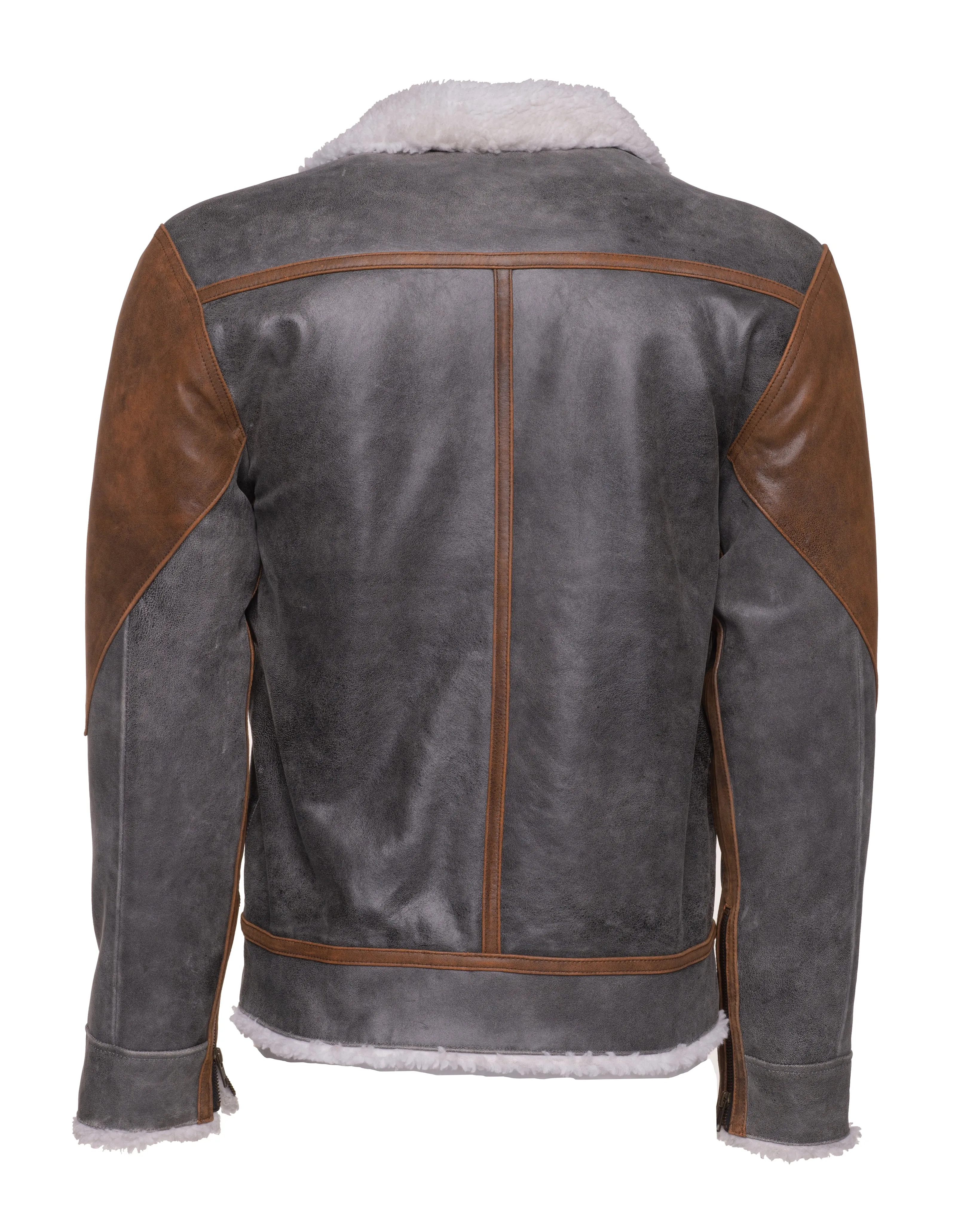 Scott's Patched Leather jacket with Sherpa Lining