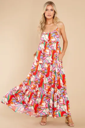 She's The Reason Pink Multi Print Maxi Dress