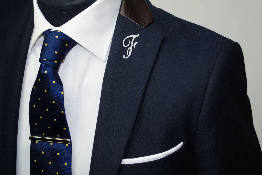 [Silver Initial Letter F] Plated Metal Lapel Pin