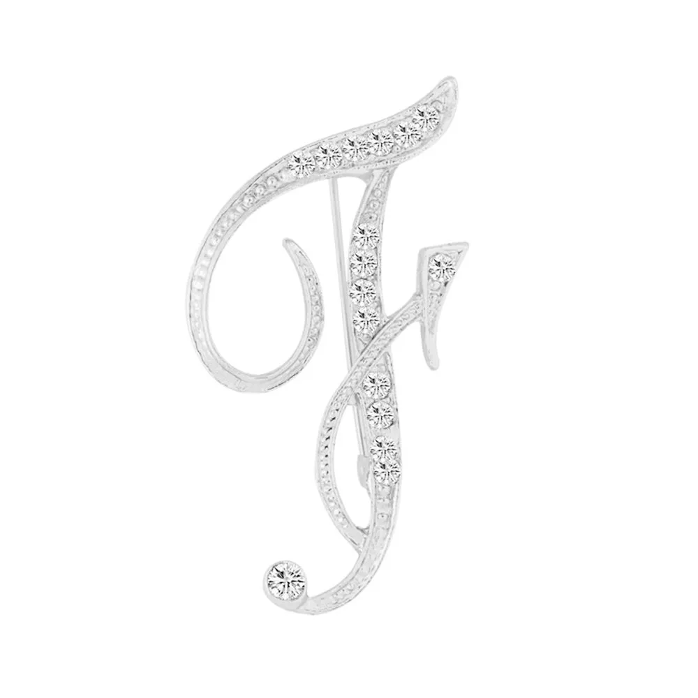 [Silver Initial Letter F] Plated Metal Lapel Pin