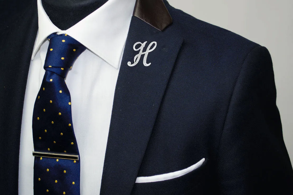 [Silver Initial Letter H] Plated Metal Lapel Pin