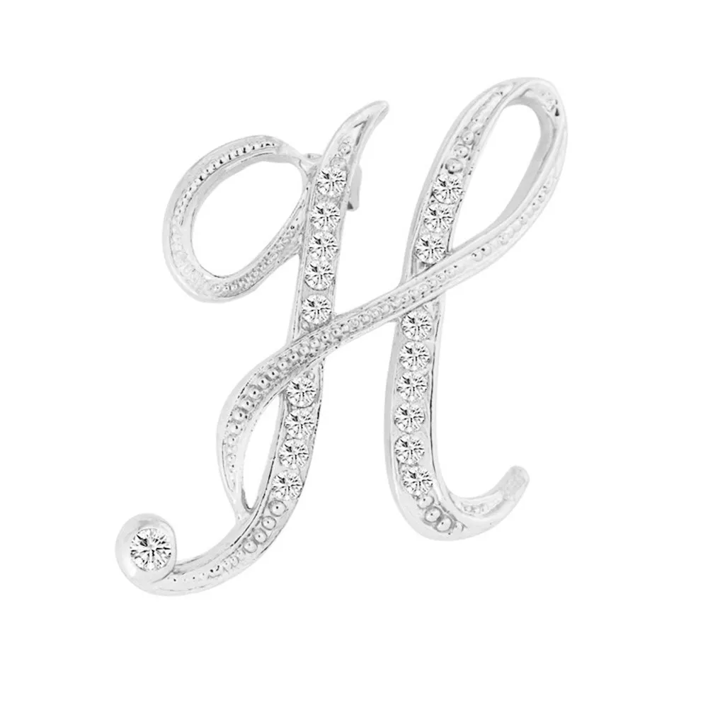 [Silver Initial Letter H] Plated Metal Lapel Pin