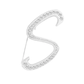 [Silver Initial Letter S] Plated Metal Lapel Pin