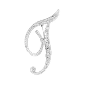 [Silver Initial Letter T] Plated Metal Lapel Pin