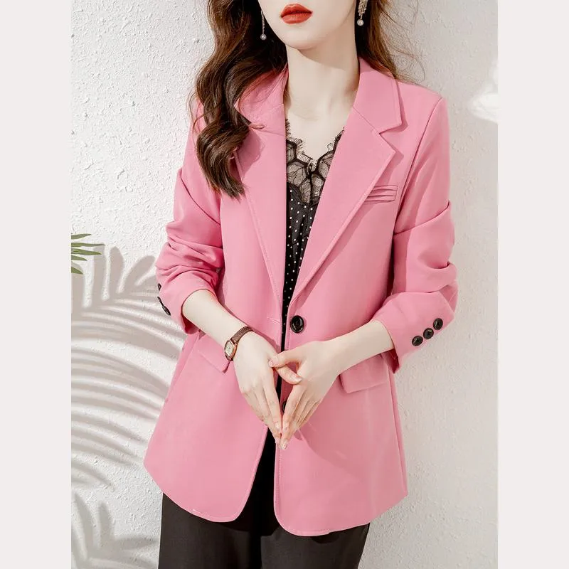 Slimming Pink Casual Blazer