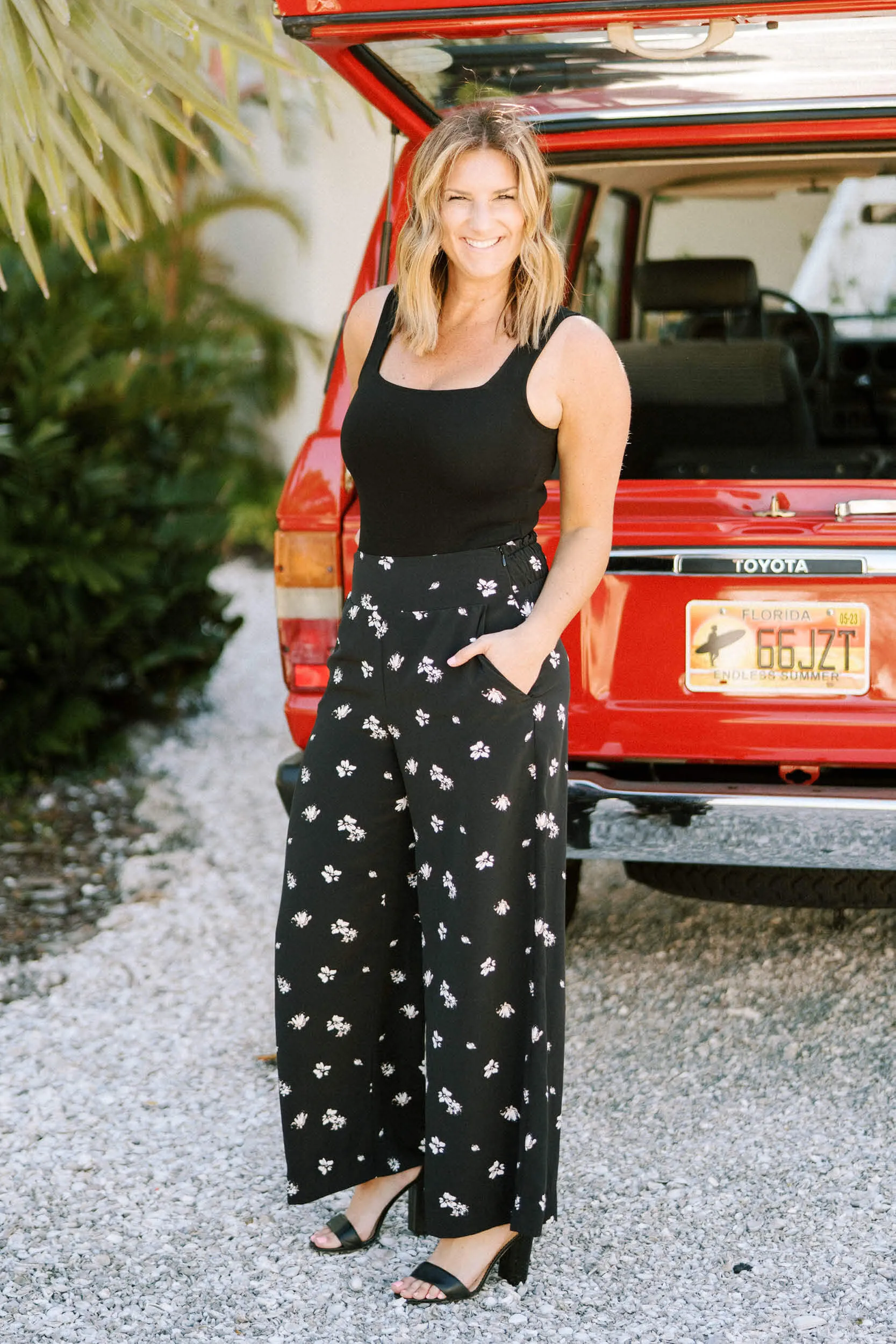 Smocked Waist Wide Leg Pant