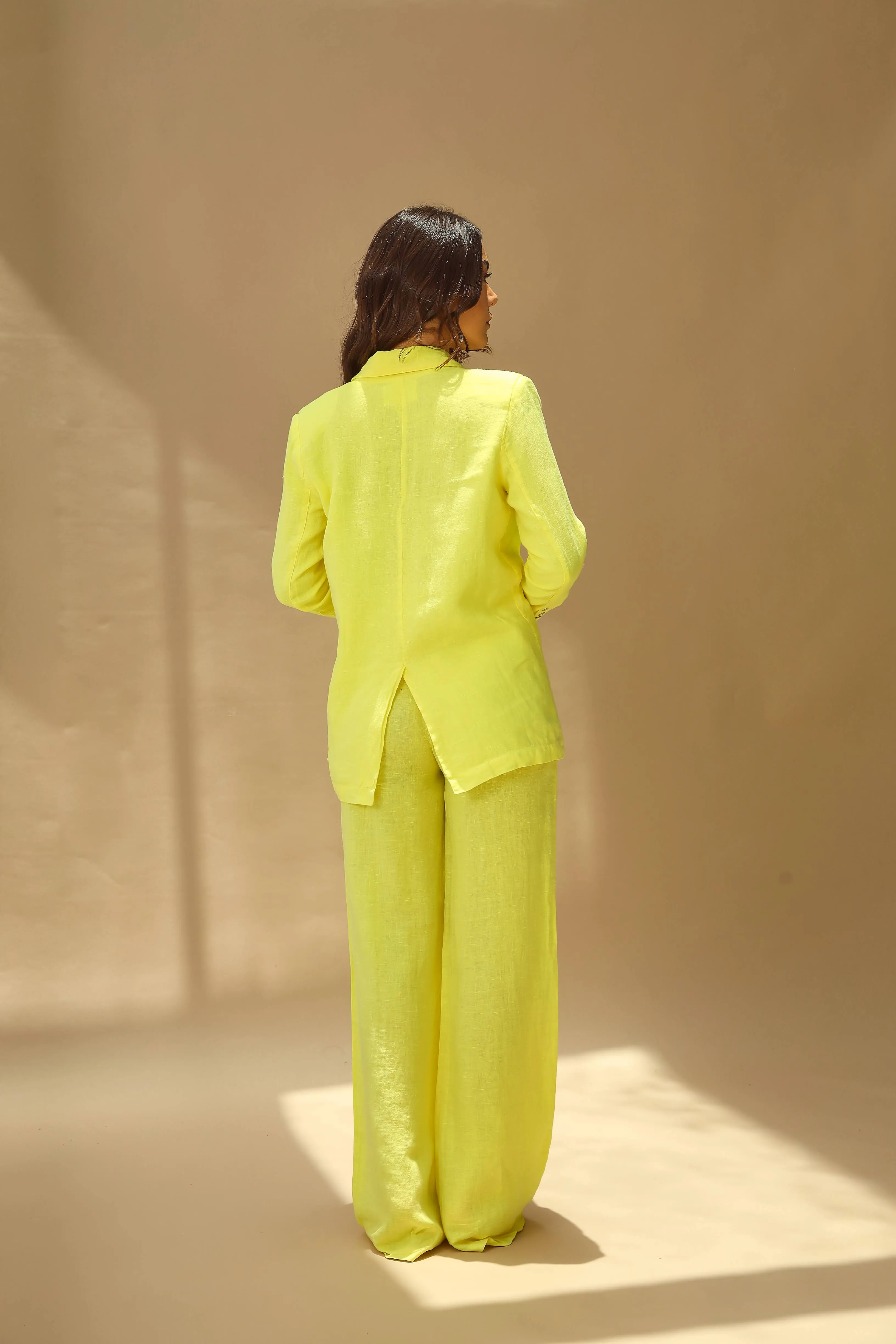 Sole Pure Linen Oversized Blazer in Giallo