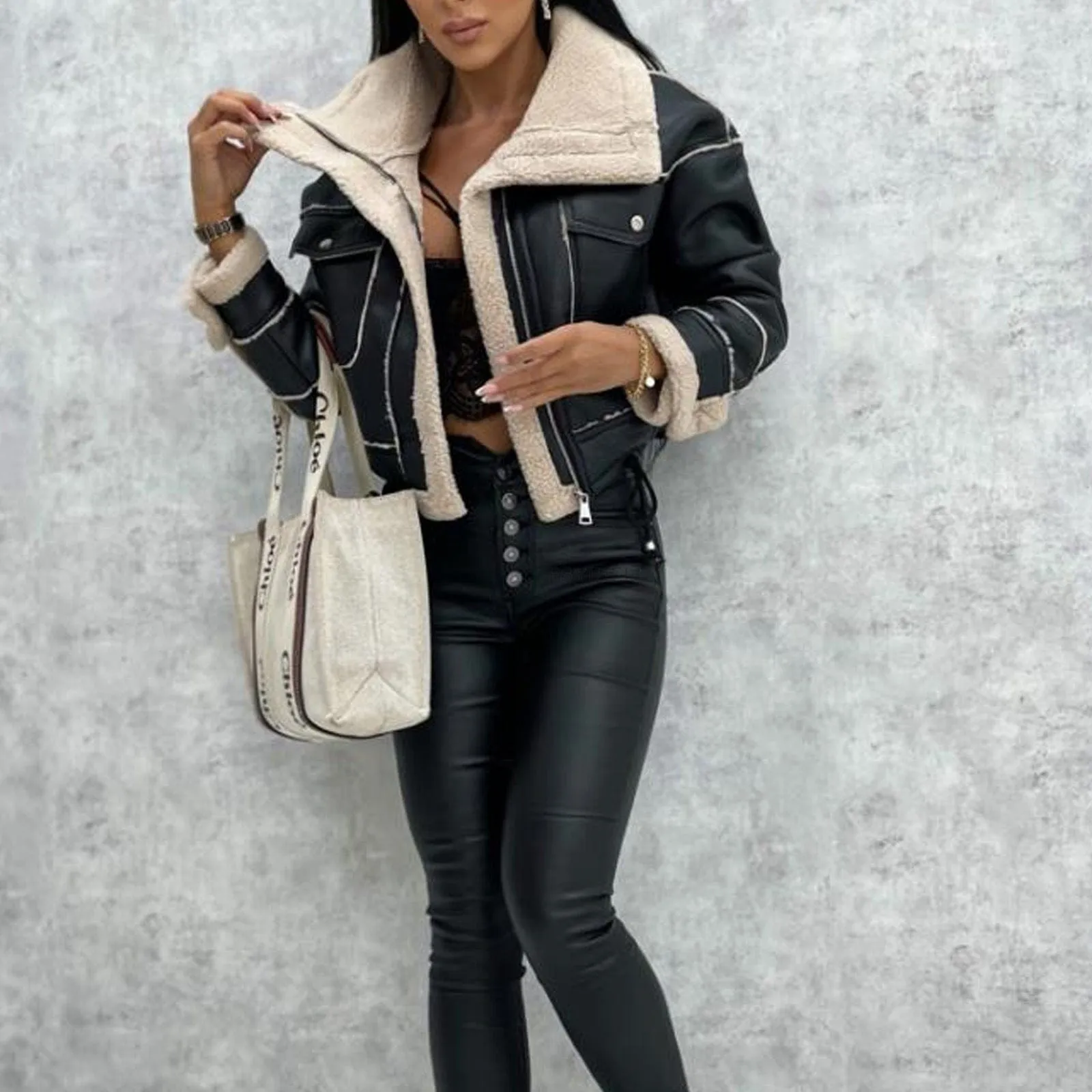 Solène Faux Shearling Aviator Jacket