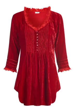 Sophie Silk Velvet shirt - Red