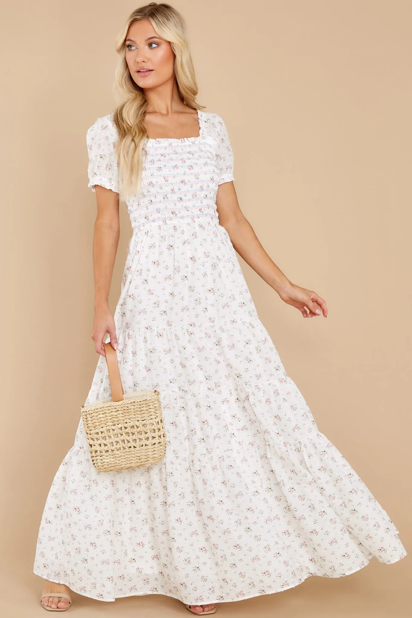 Tagalongs White Floral Print Maxi Dress