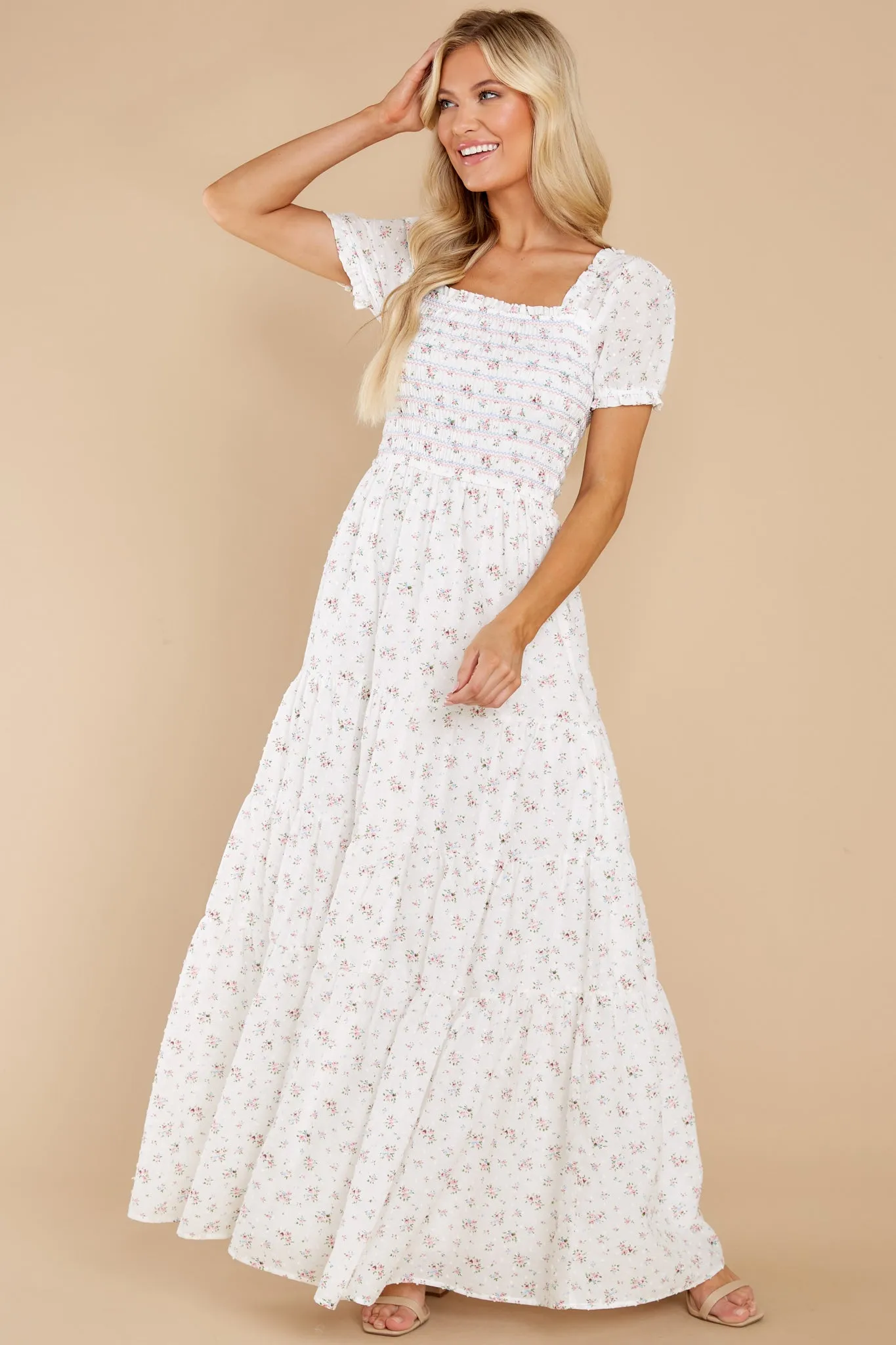 Tagalongs White Floral Print Maxi Dress