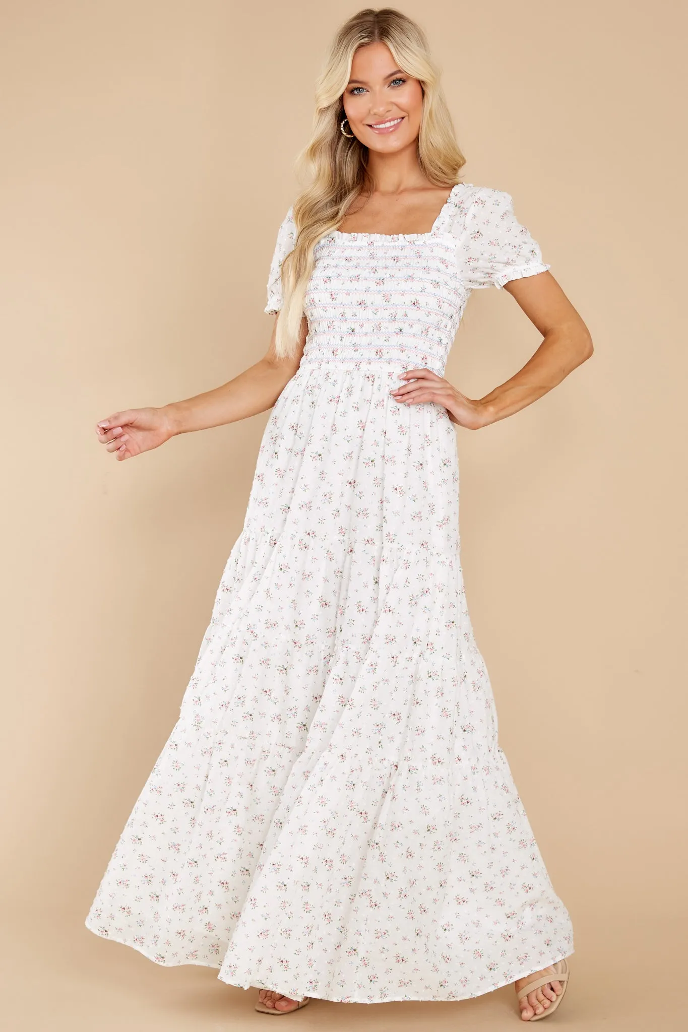 Tagalongs White Floral Print Maxi Dress