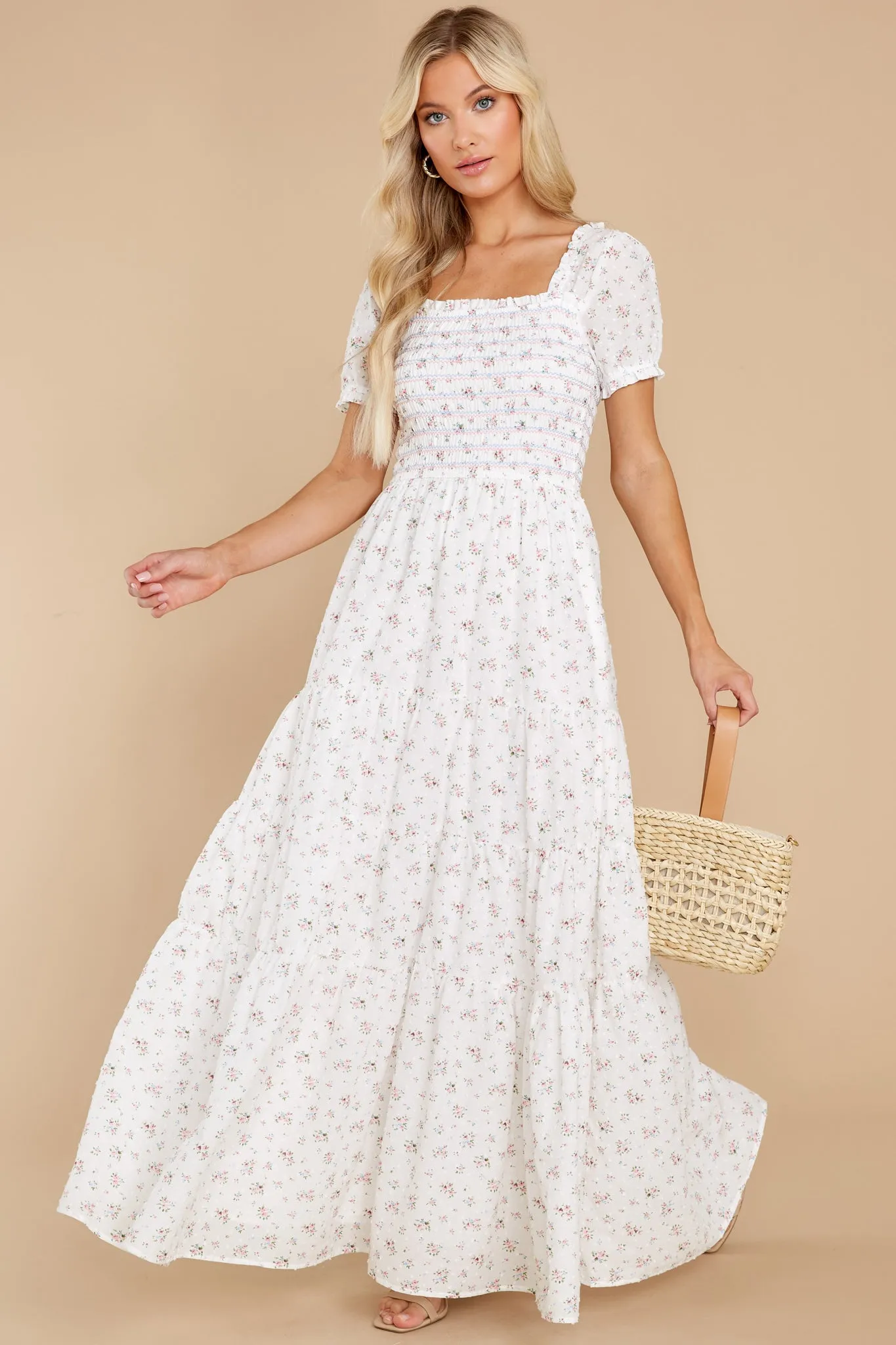 Tagalongs White Floral Print Maxi Dress