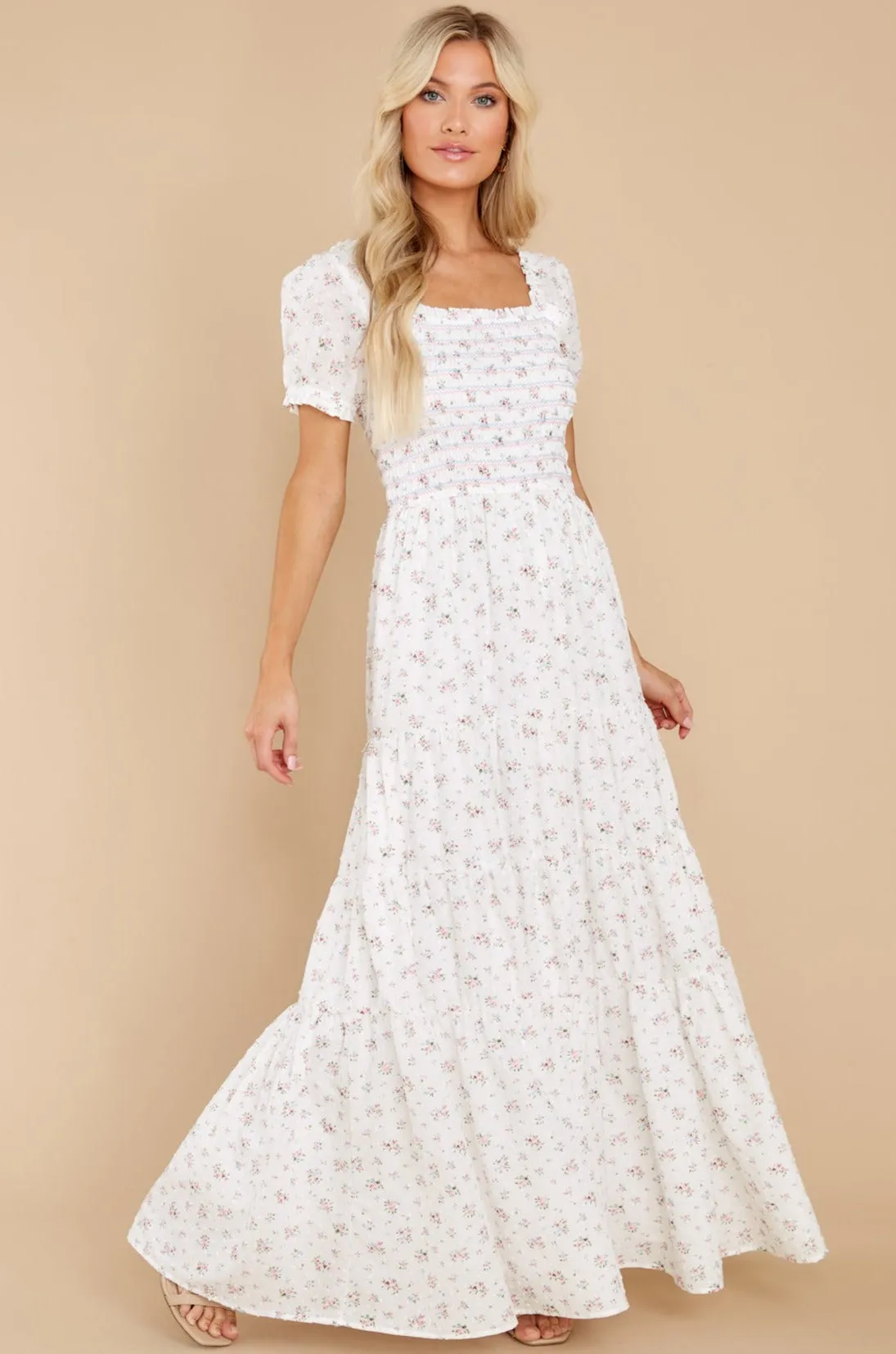 Tagalongs White Floral Print Maxi Dress