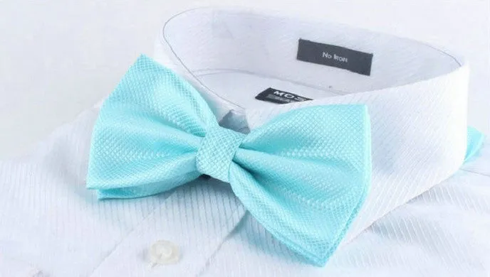 Teal Blue [Diamond Shape Print] - Bow Tie and Pocket Square Matching Set