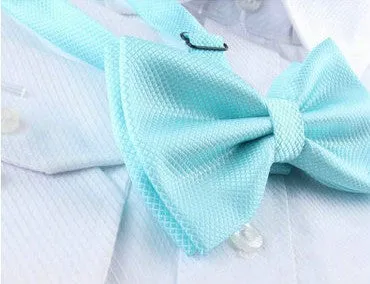 Teal Blue [Diamond Shape Print] - Bow Tie and Pocket Square Matching Set