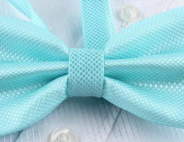 Teal Blue [Diamond Shape Print] - Bow Tie and Pocket Square Matching Set