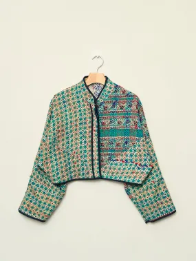 The Kaira Cropped Naksha Quilted Kantha Jacket