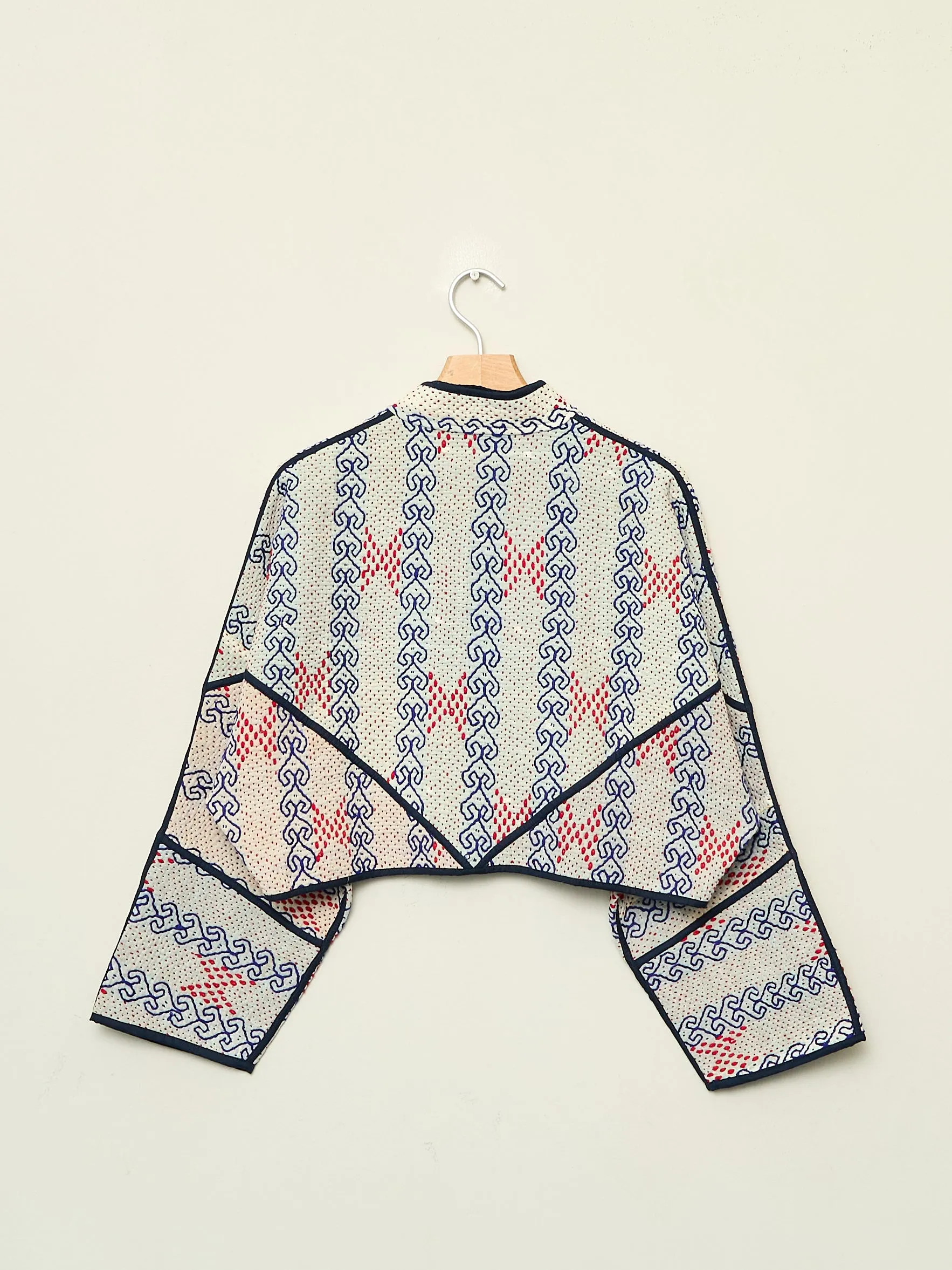 The Kaira Cropped Naksha Quilted Kantha Jacket