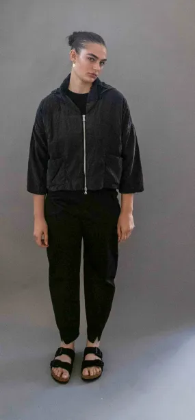 Transit Par Such Cropped Silk quilted Jacket in Black