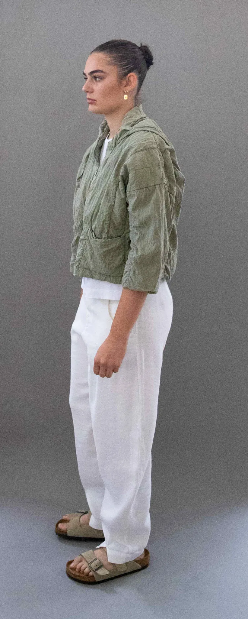 Transit Par Such Cropped Silk quilted Jacket in Green Water