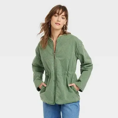 Universal Thread Women's Cotton Twill Jacket with Decorative Quilting