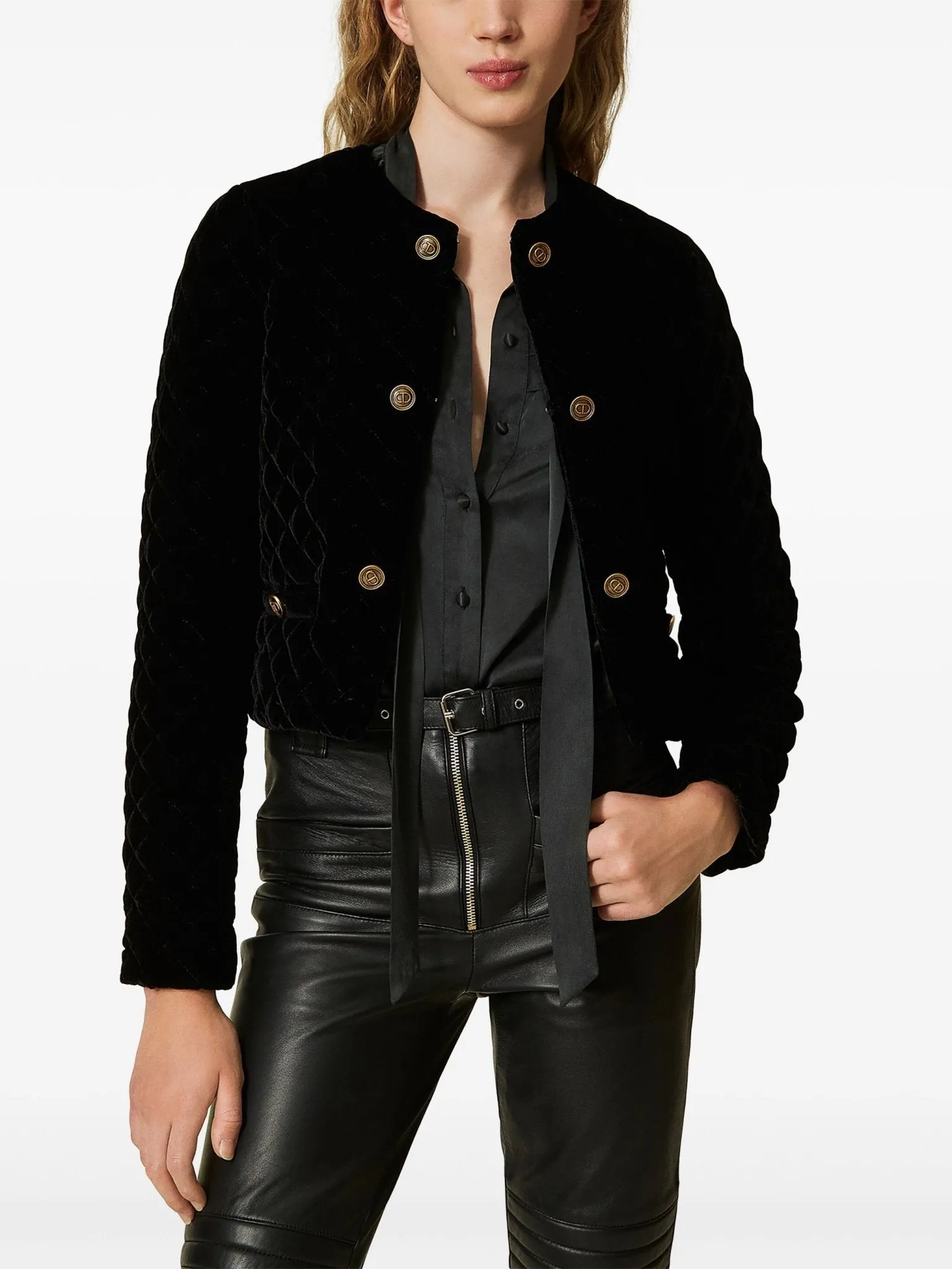 velvet cropped jacket