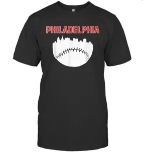 Vintage Fan Philadelphia PA Cityscape Baseball Retro  T-Shirt