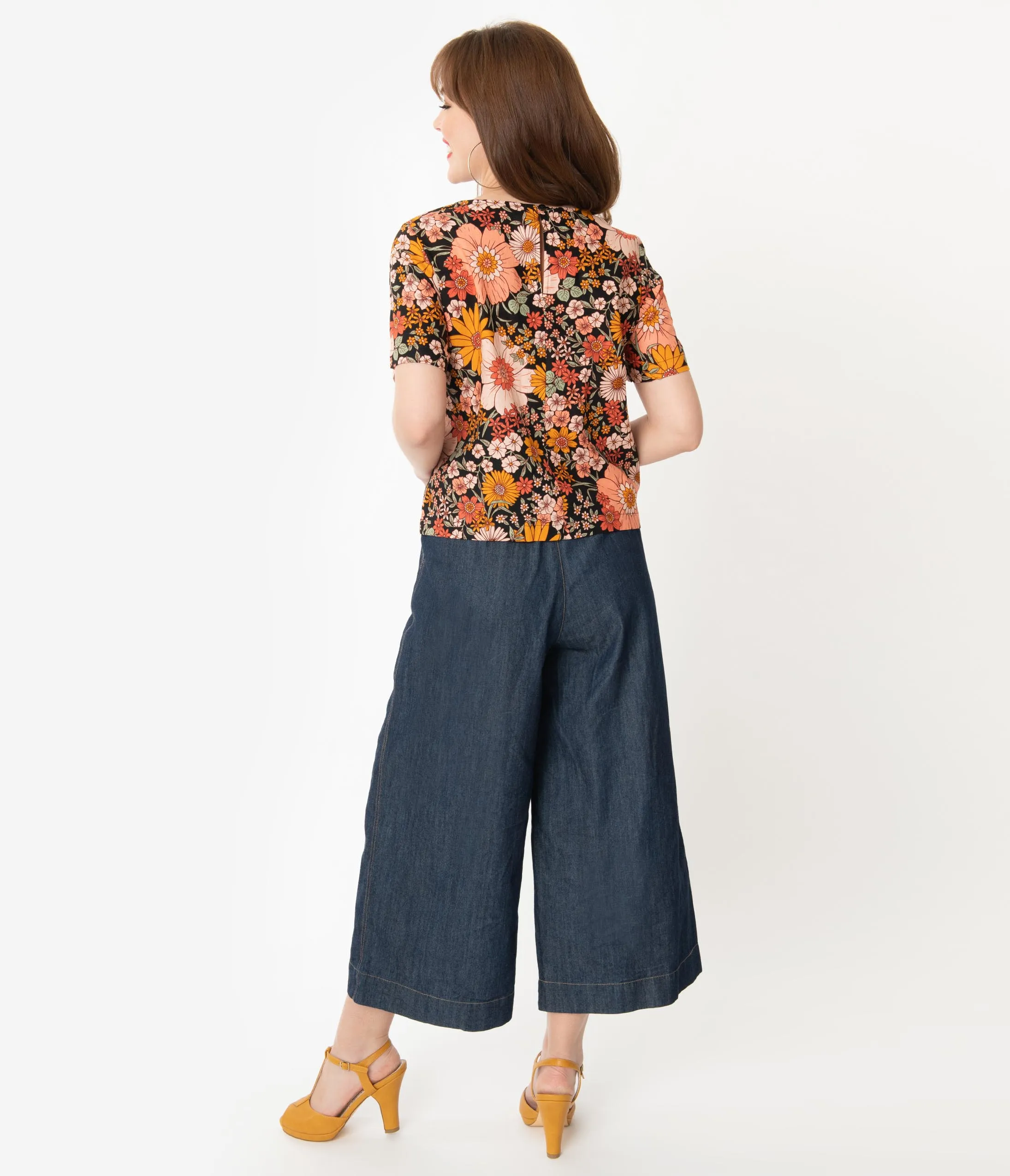 Vintage Style Dark Denim Thea Jean Culotte