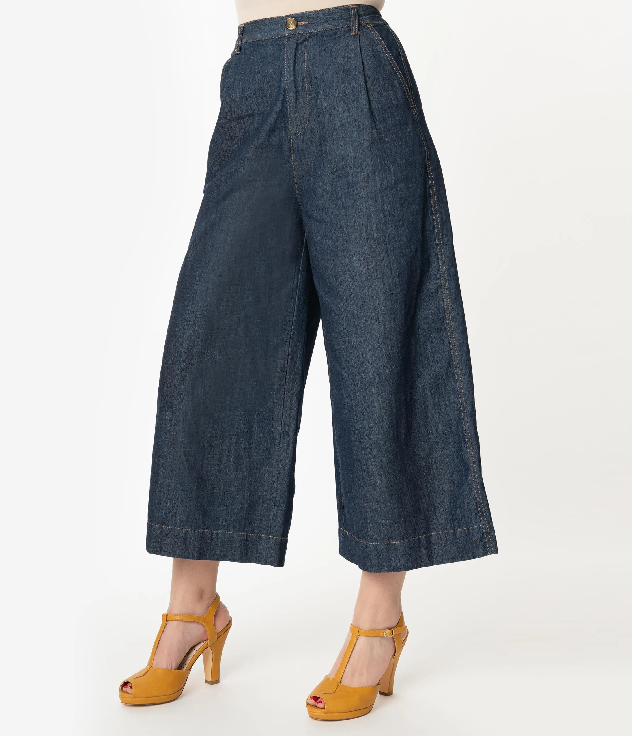 Vintage Style Dark Denim Thea Jean Culotte