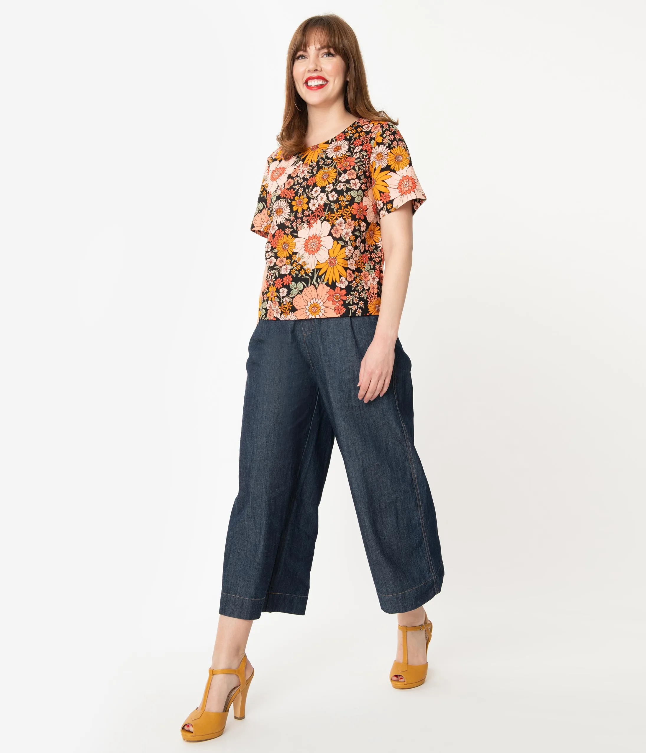 Vintage Style Dark Denim Thea Jean Culotte