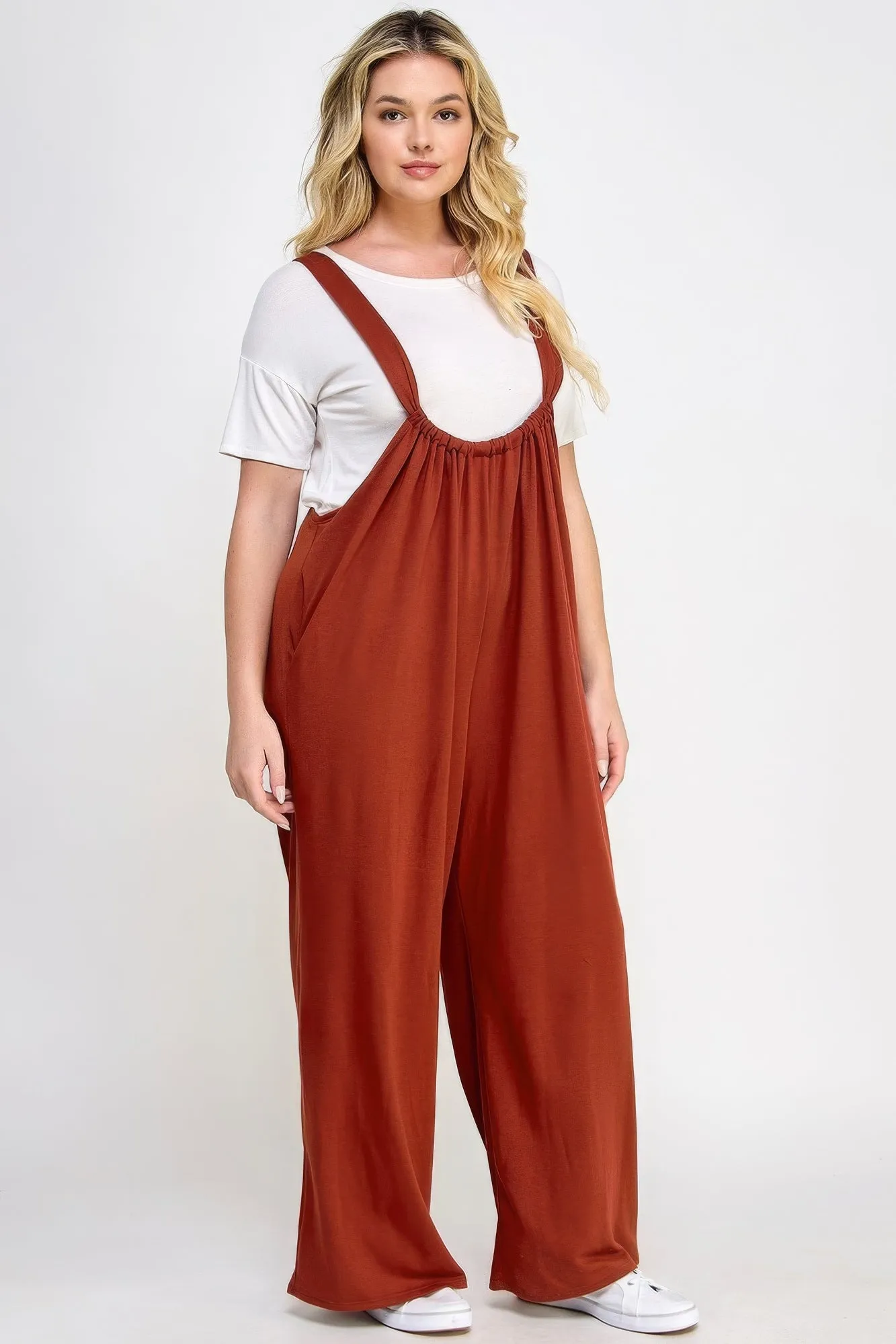 Voluptuous ( ) French Terry Wide Leg Women's Plus Size Overalls Jumpsuit