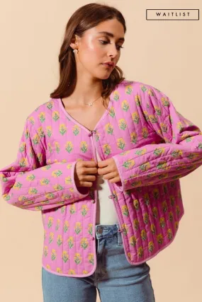 Waitlist 11/28 ♥ Bailey Long Sleeve Floral Print Quilted Shacket Rose