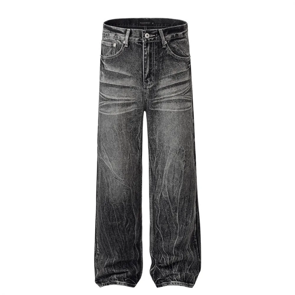 Water Ripple Straight leg Jeans For Men