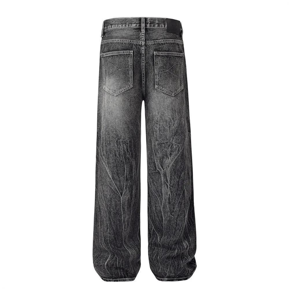 Water Ripple Straight leg Jeans For Men