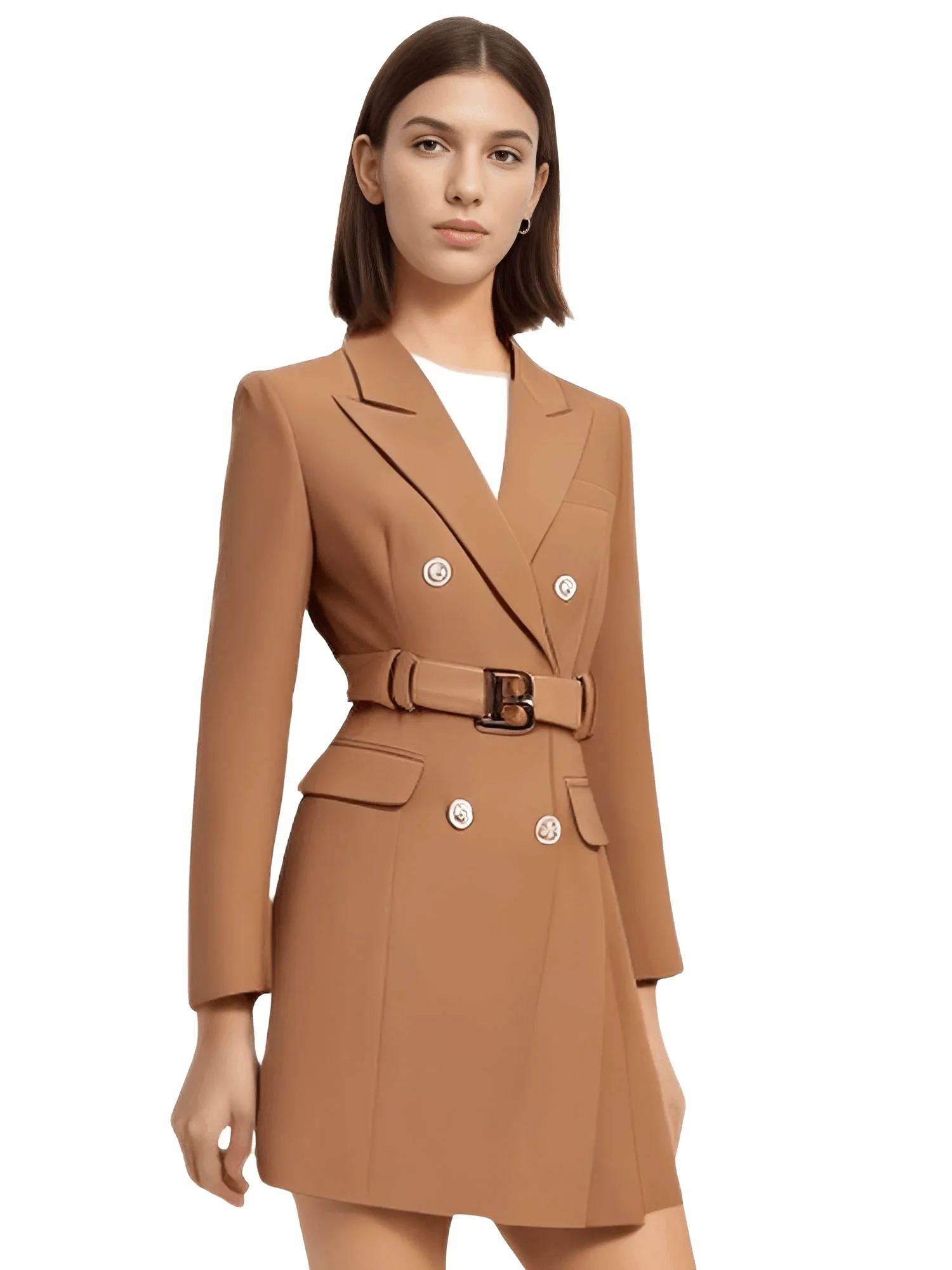 Women's Double Breasted Suit Dress With Belt - In 12 Colors!