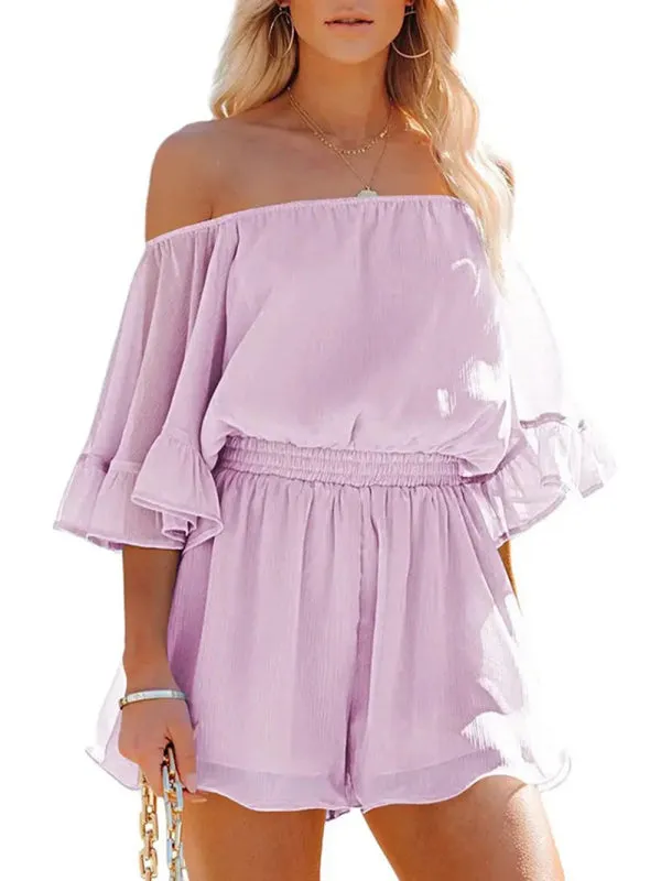 Women's Off The Shoulder Chiffon Flowy Playsuit