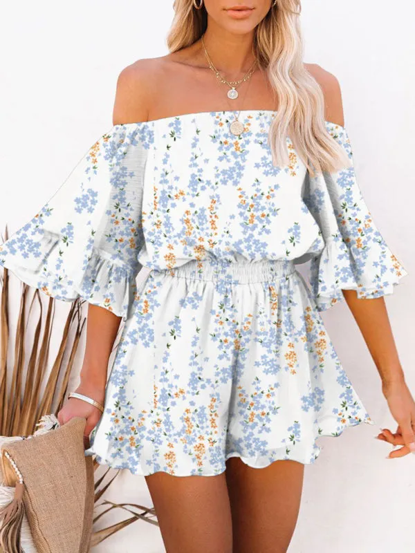 Women's Off The Shoulder Chiffon Flowy Playsuit