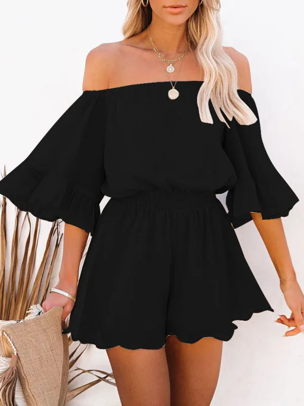 Women's Off The Shoulder Chiffon Flowy Playsuit