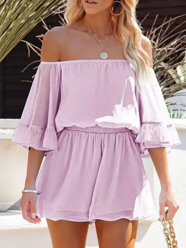 Women's Off The Shoulder Chiffon Flowy Playsuit