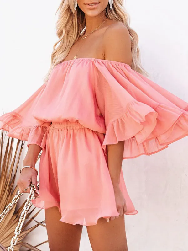 Women's Off The Shoulder Chiffon Flowy Playsuit