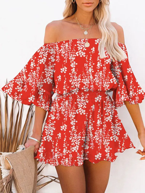 Women's Off The Shoulder Chiffon Flowy Playsuit