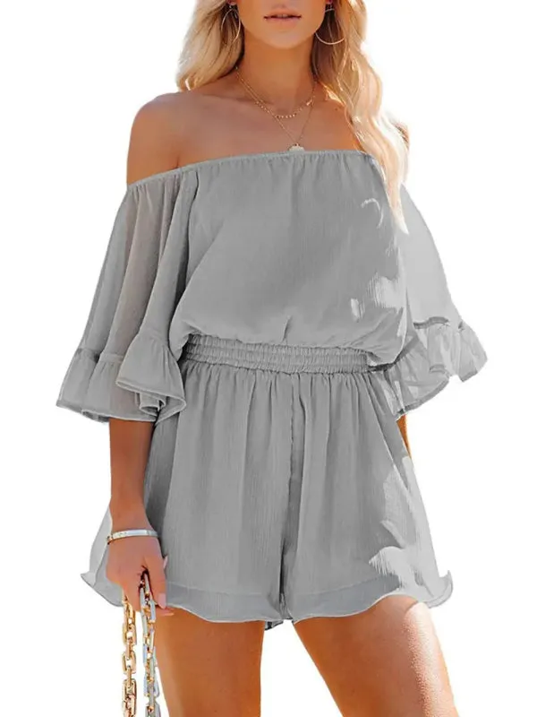 Women's Off The Shoulder Chiffon Flowy Playsuit